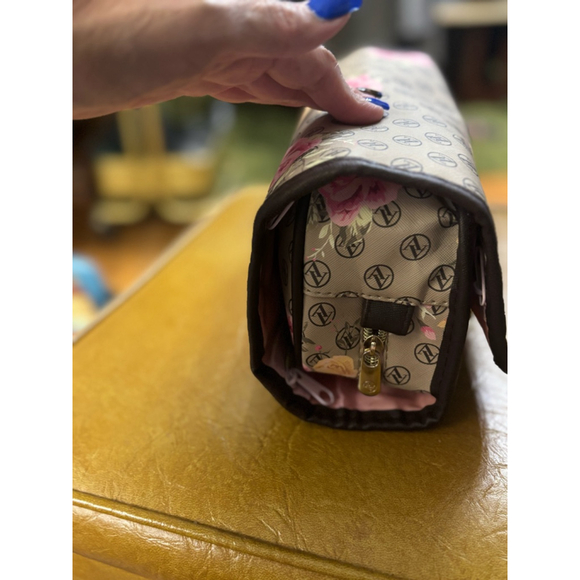 Adrienne Vittadini Floral Print Cosmetic Bag Beige - Picture 3 of 6